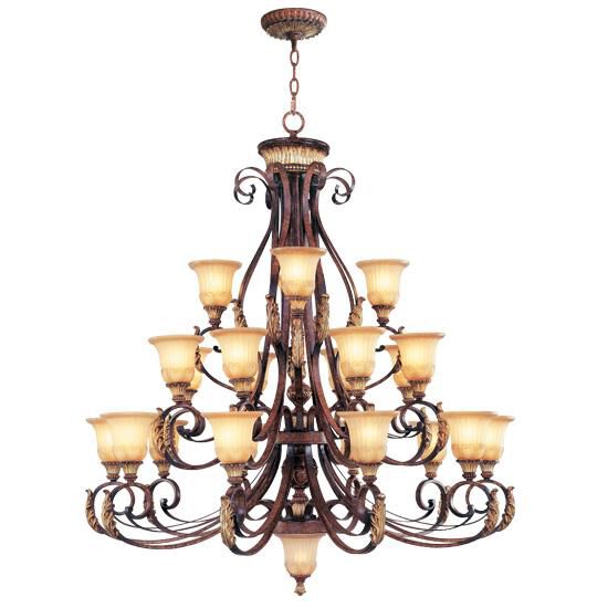Shown in Verona Bronze-Aged Gold Leaf Accents finish and Rustic Art glass